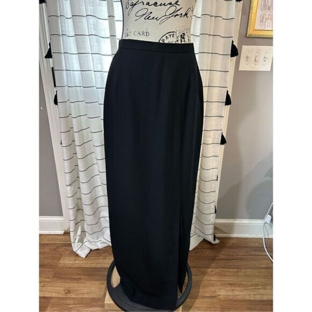 Vintage 1990’s Patra Black Fully Lined Long Suit Skirt with Slit Size 10